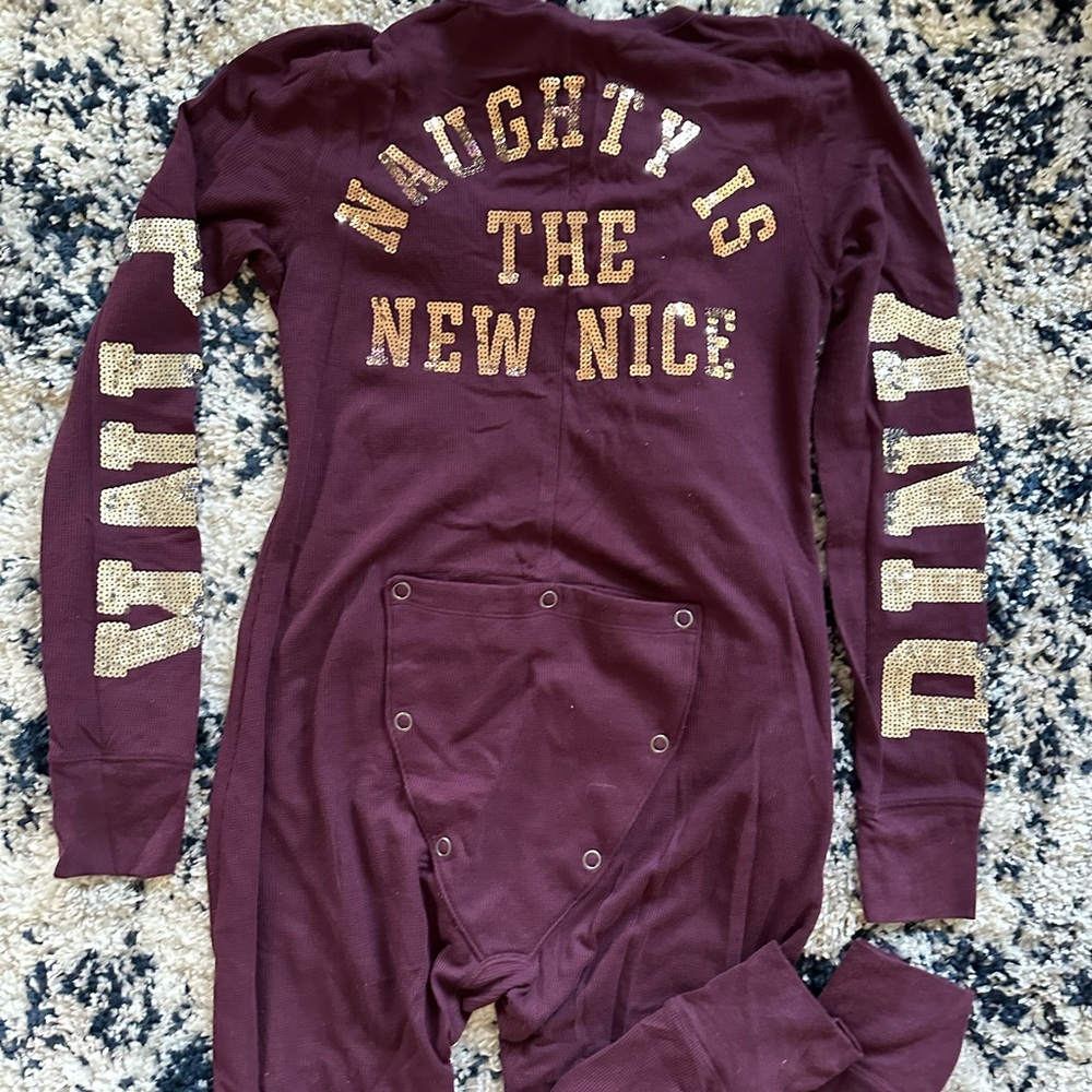 Victoria's Secret Pink Bling Maroon Onesie - Picture 8 of 13